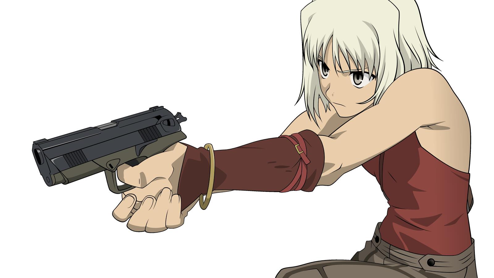 Бесплатное фото Аниме девочка с пистолетом