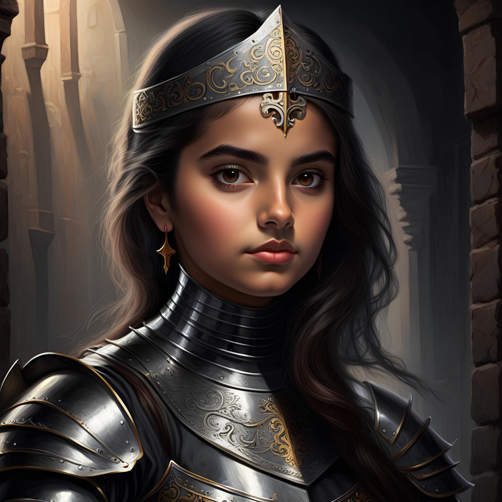 Бесплатное фото Портрет девушки рыцаря