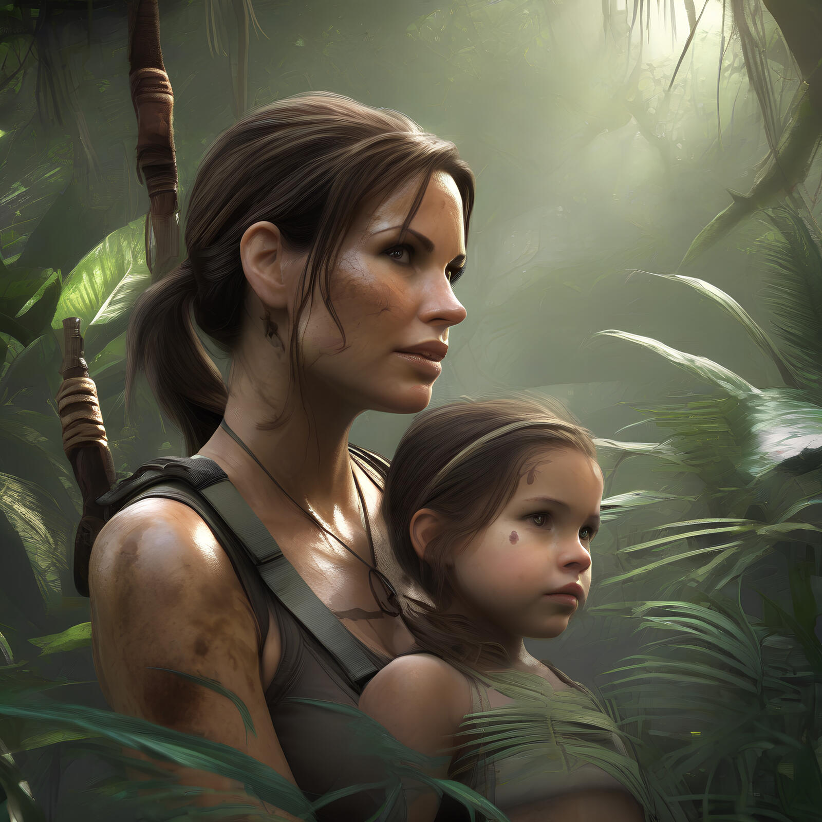 Бесплатное фото Lara Croft and daughter