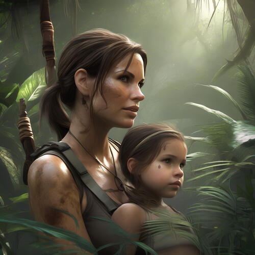 Lara Croft and daughter