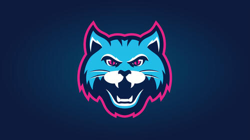 Логотип морды кота с клыками