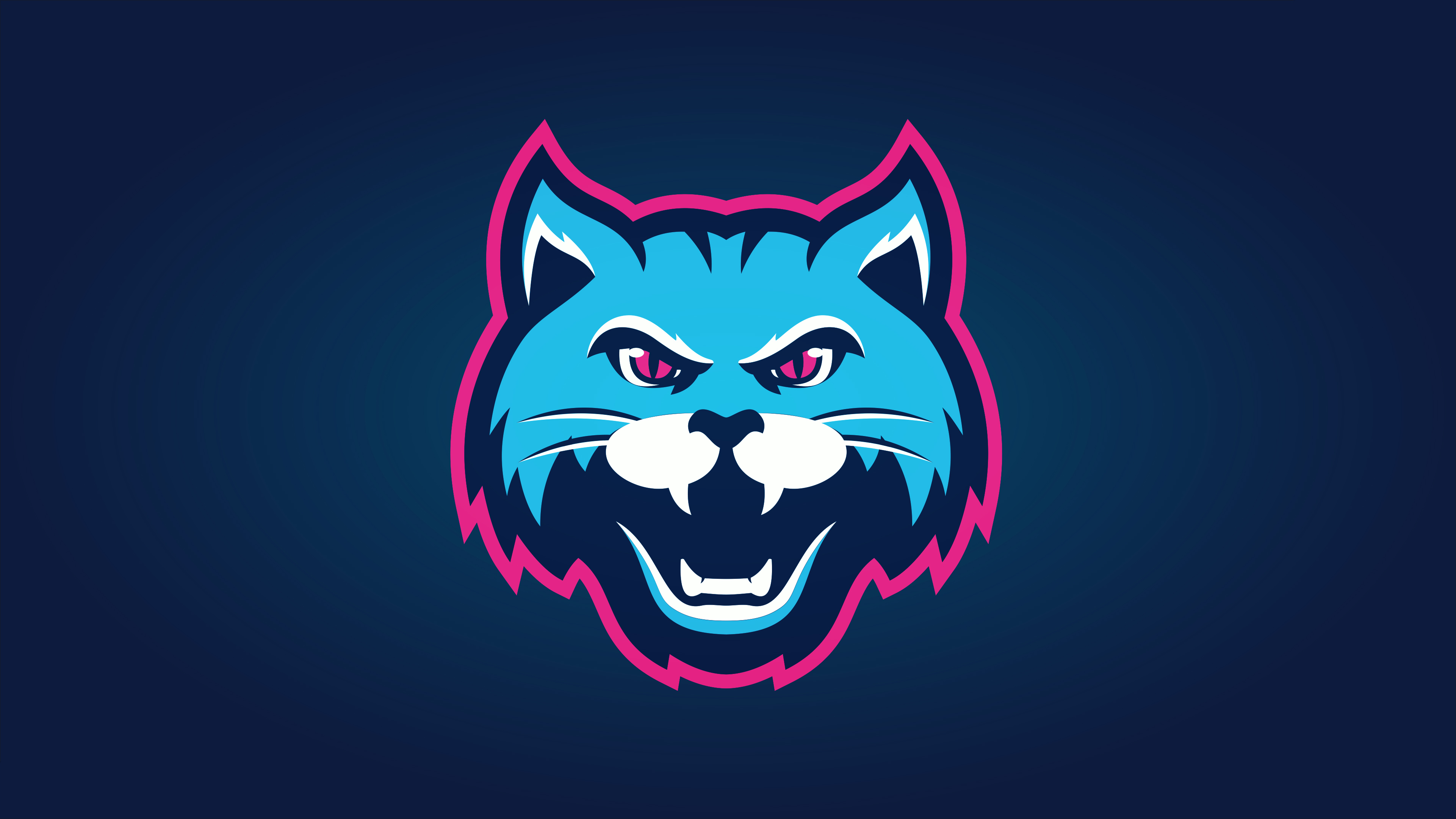 Логотип морды кота с клыками