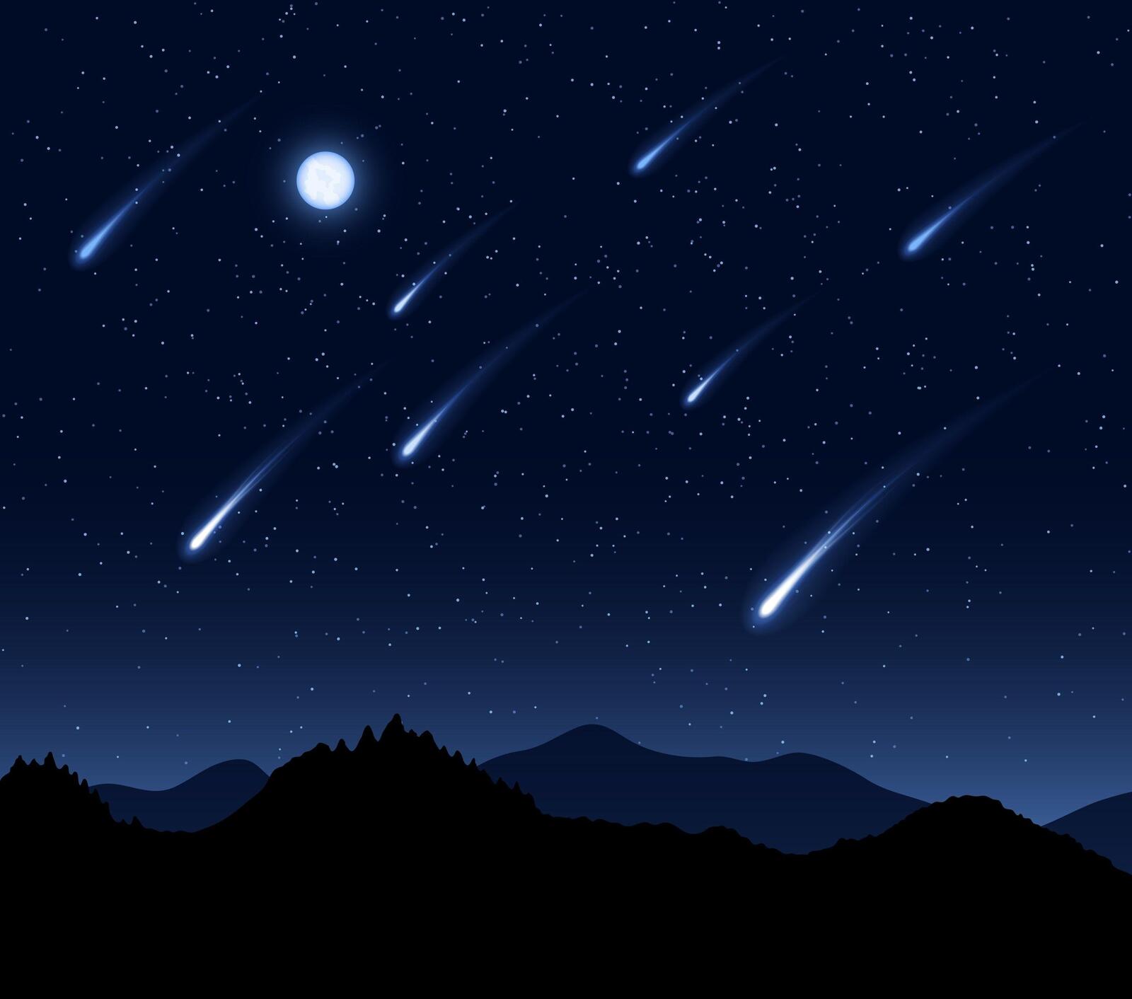 Бесплатное фото Метеориты на ночном небе