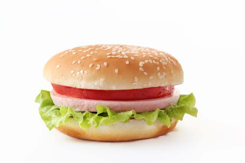 Russian hamburger on white background