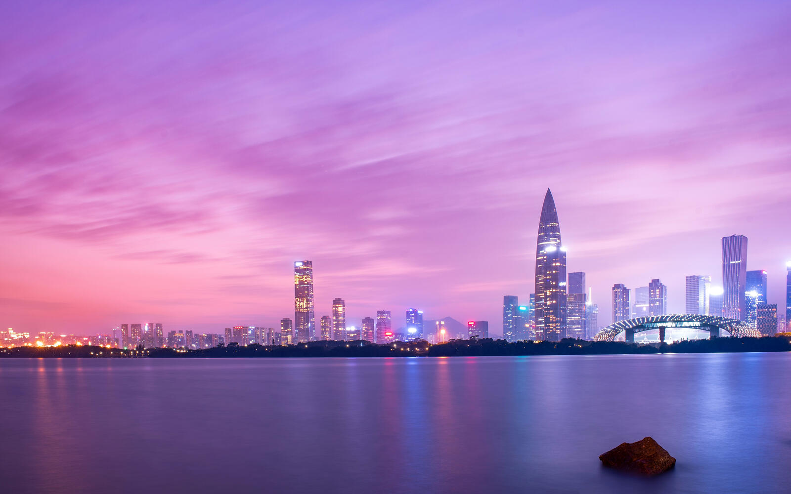 Обои горизонт Китай пурпурное небо на рабочий стол