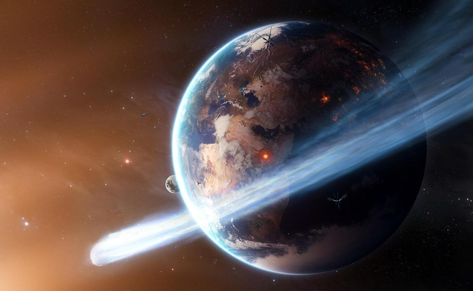 Астероид пролетающий близко от поверхности земли