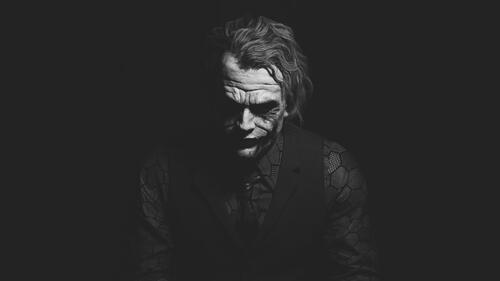 Monochrome photo of a joker