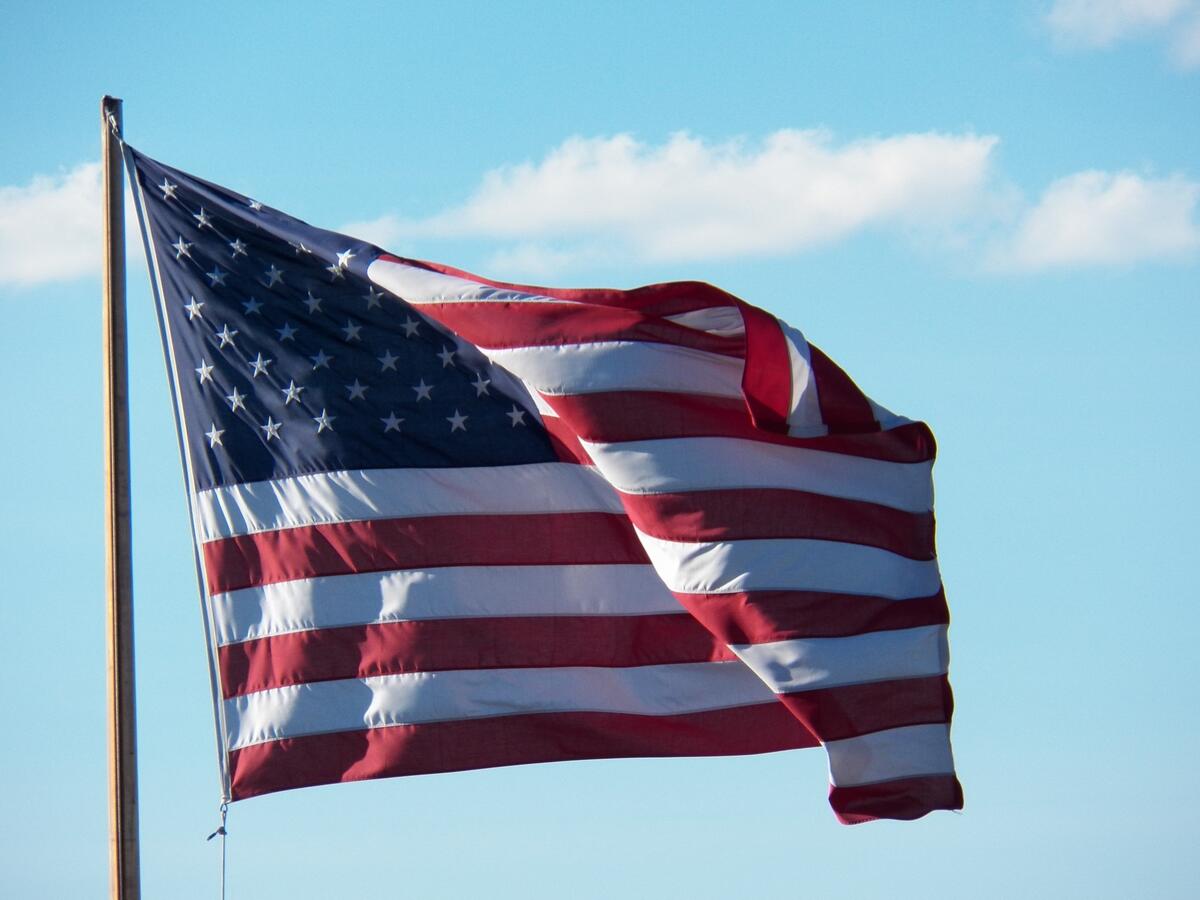 The star red and white flag of the United States