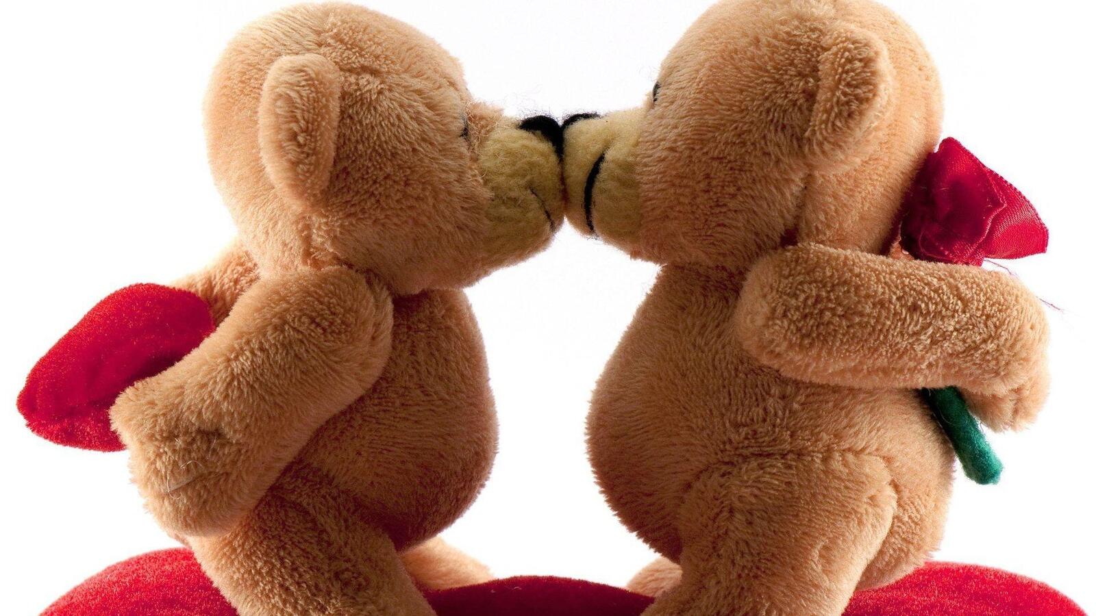 Free photo Two teddy bears kissing each other