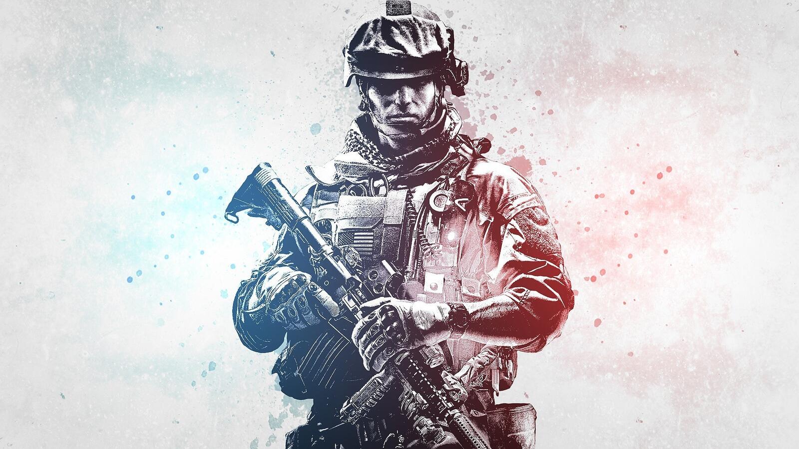 Бесплатное фото Картинка с солдатом из игры Battlefield 3