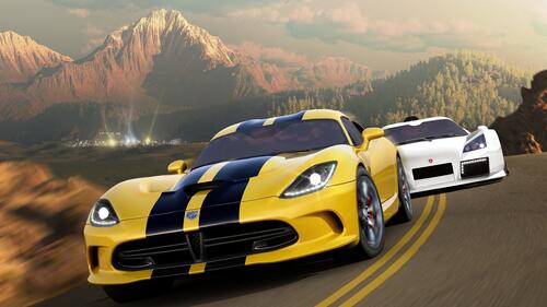 Racing sports cars in the game forza horizon