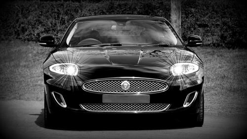 Jaguar XK in monochrome photo