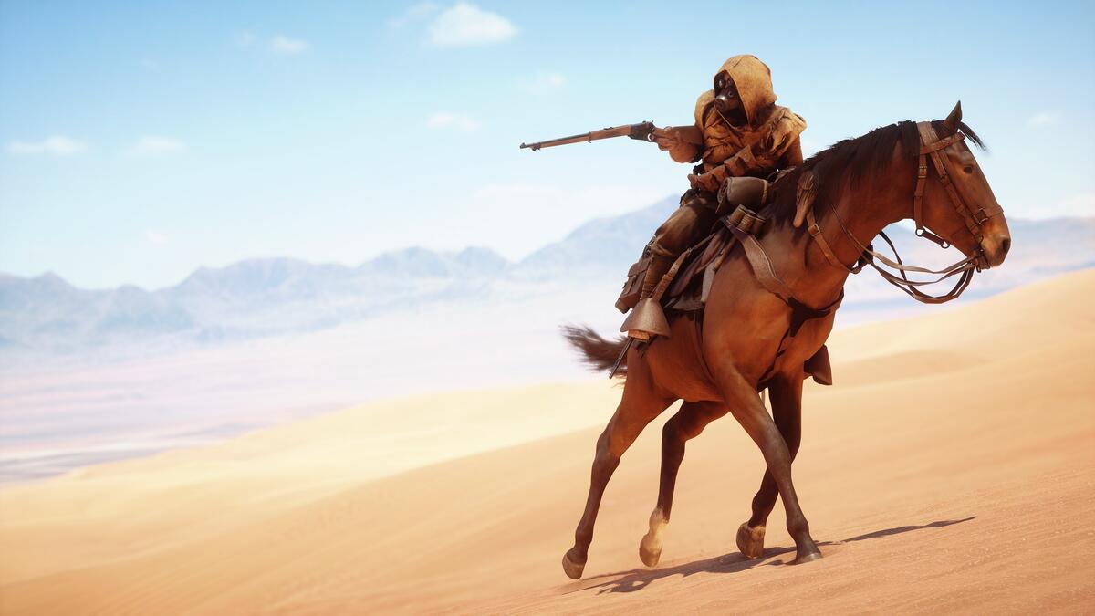 Всадник с оружием на коне из игры battlefield 1