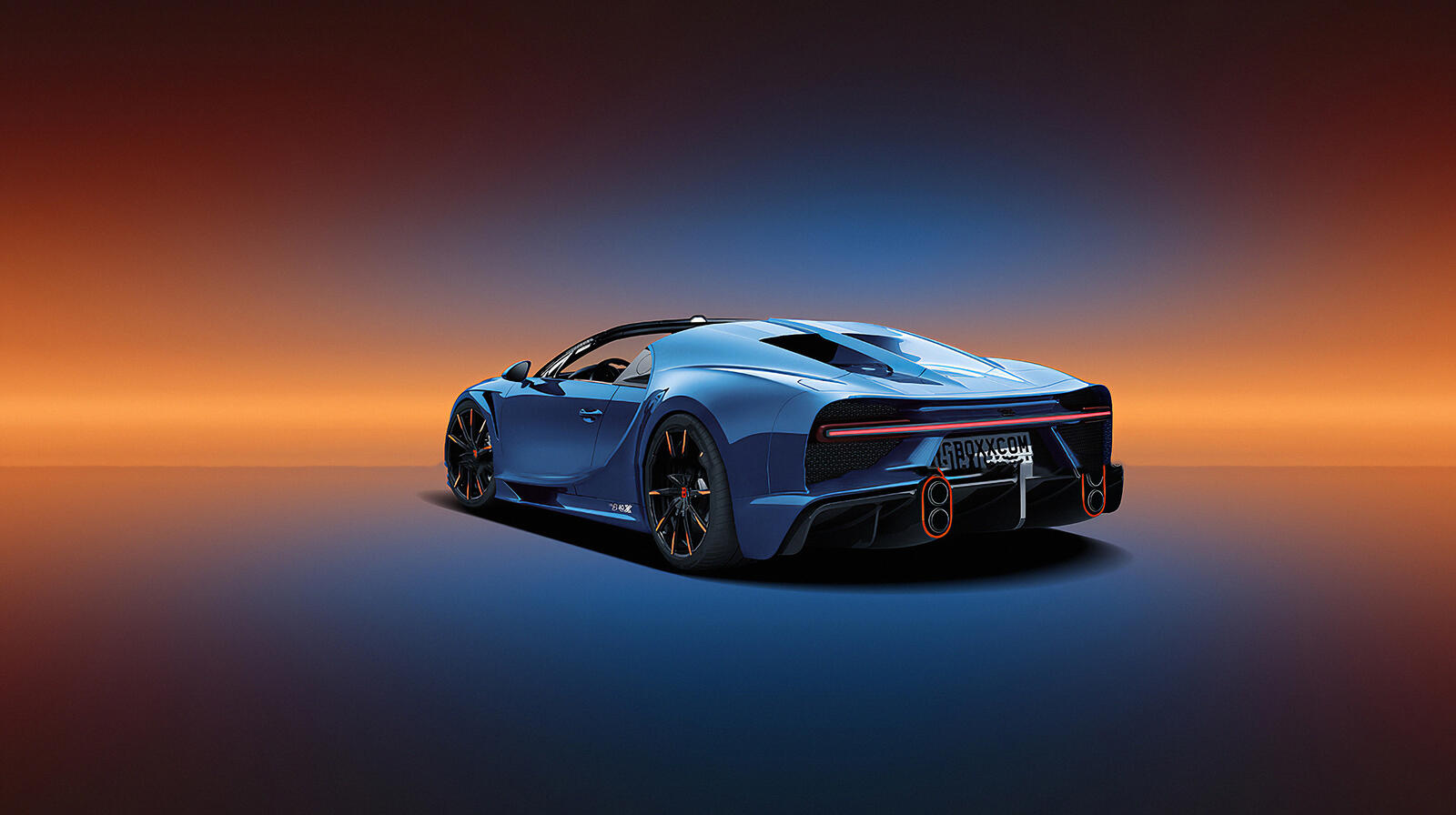 Бесплатное фото Голубой спортивный Bugatti Chiron