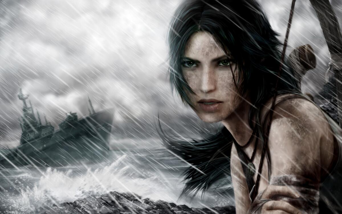 Lara Croft in the rain
