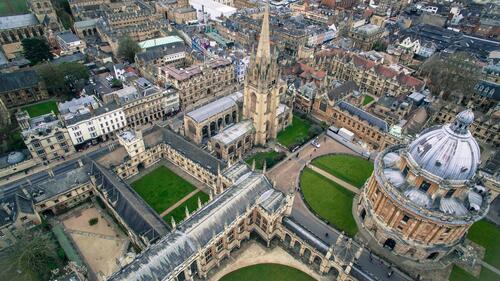 A bird`s-eye view of the town square in England
