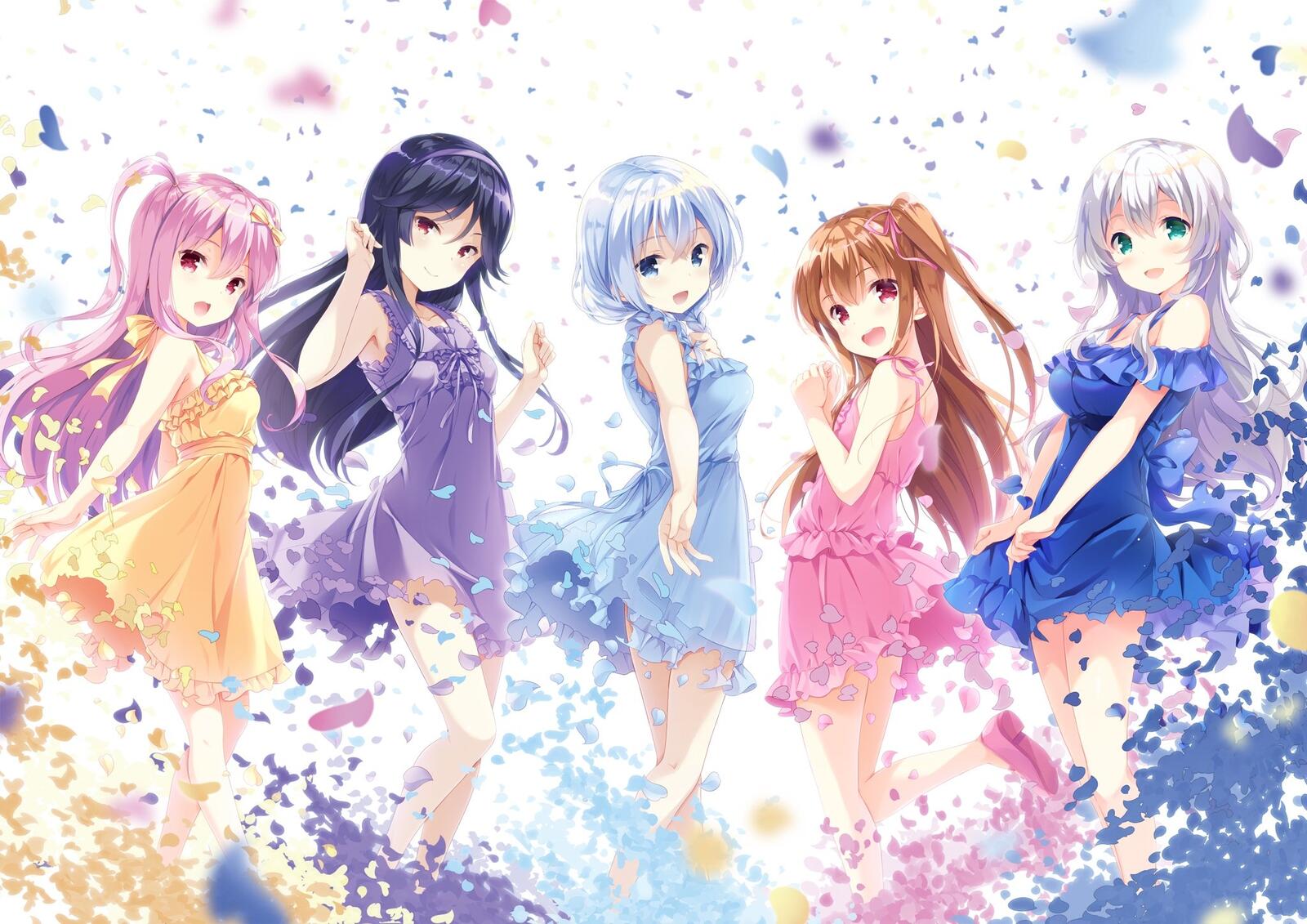 Wallpapers wallpaper anime girls moe light dress on the desktop