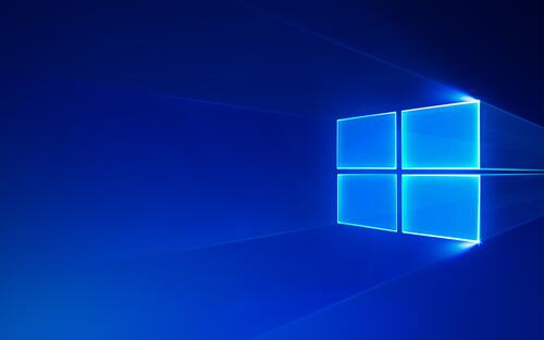 Stock photo of Windows 10 screensaver in blue