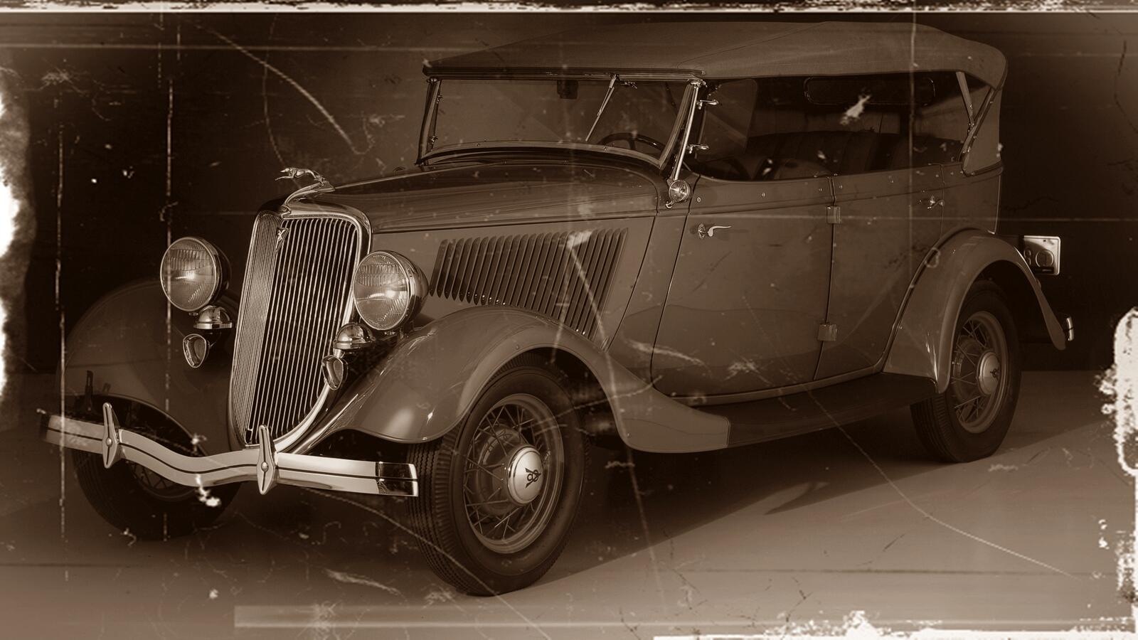 Free photo Grey and green retro Ford car old photo