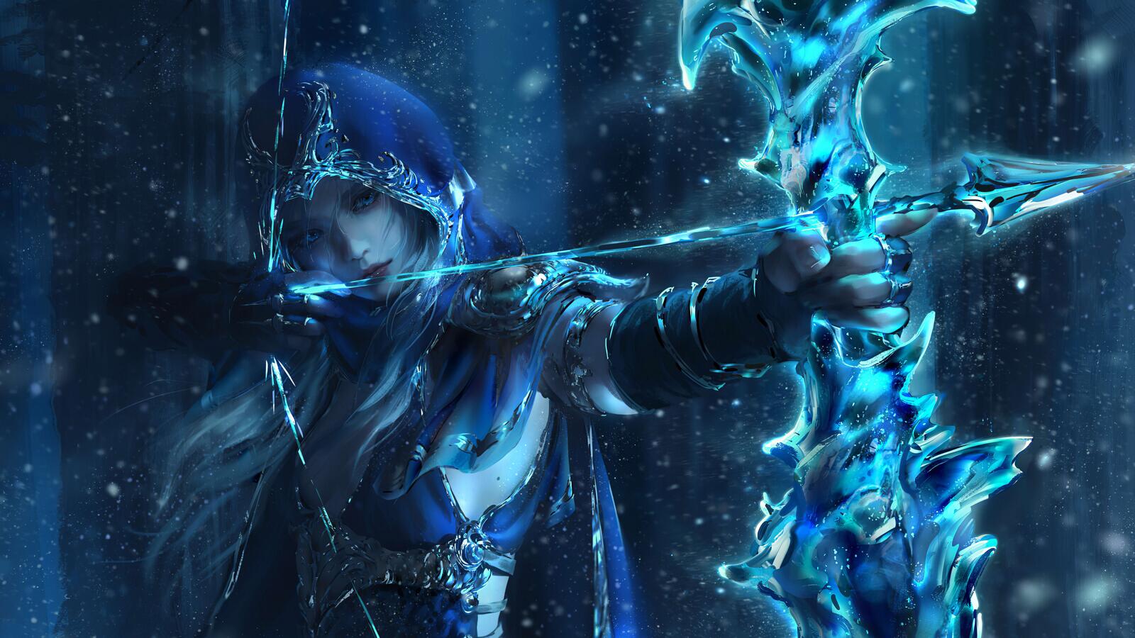 Бесплатное фото Ледяная лучница из игры League Of Legends