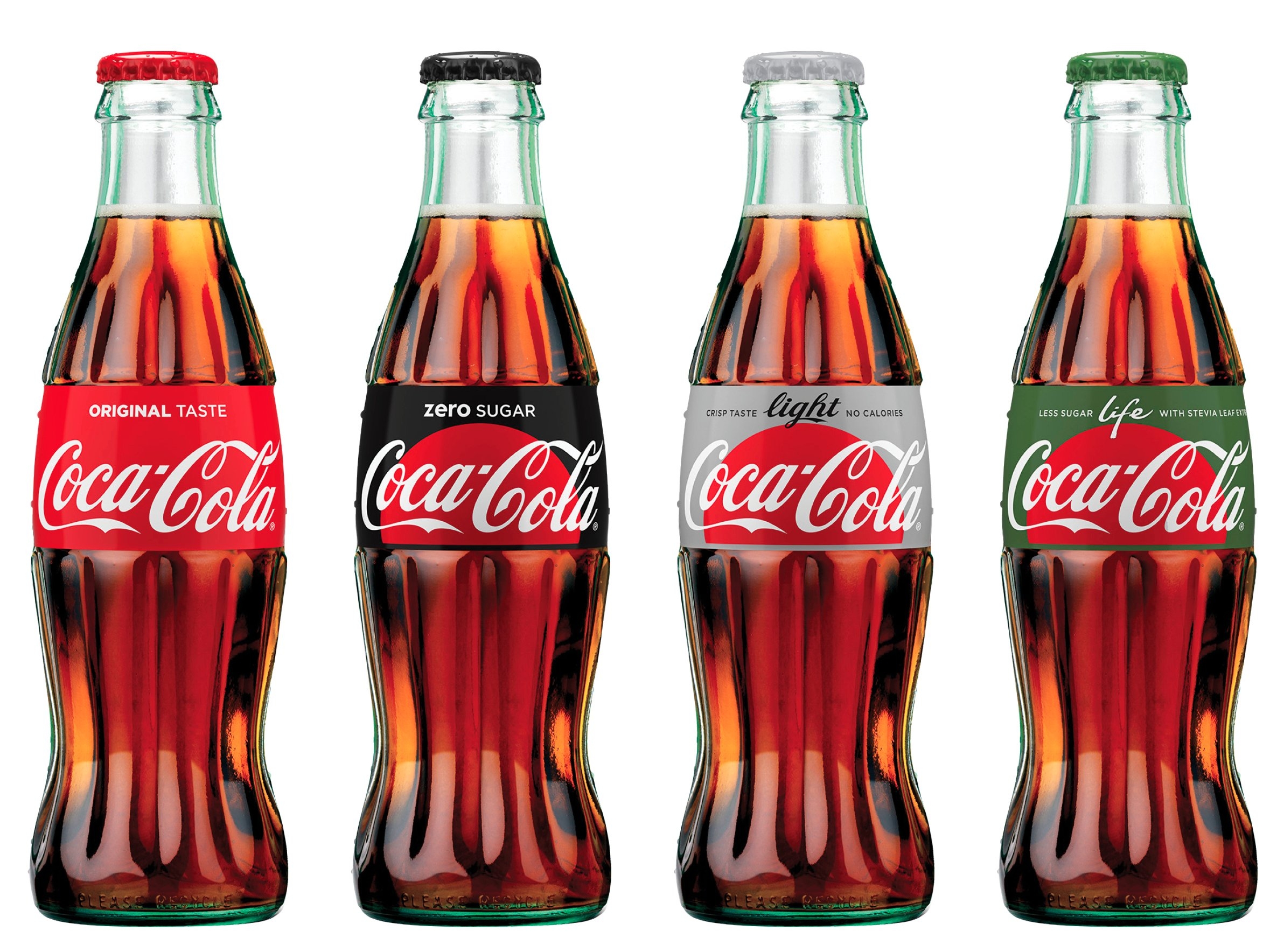 Free photo Coke bottles in different flavors.