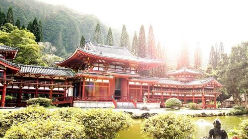 A palace in Japan in sunny weather
