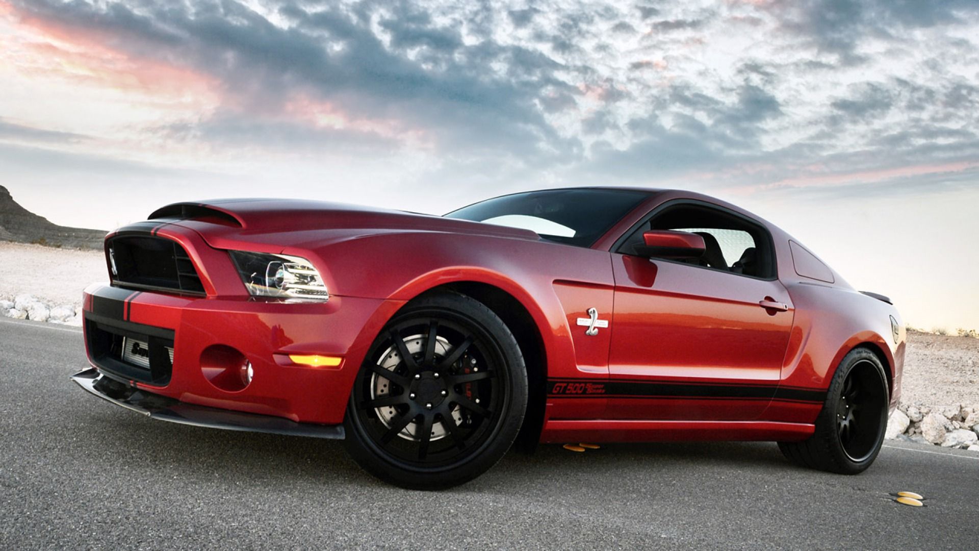 Ford Mustang in red.