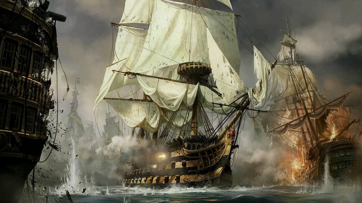 A sea battle of sailing ships