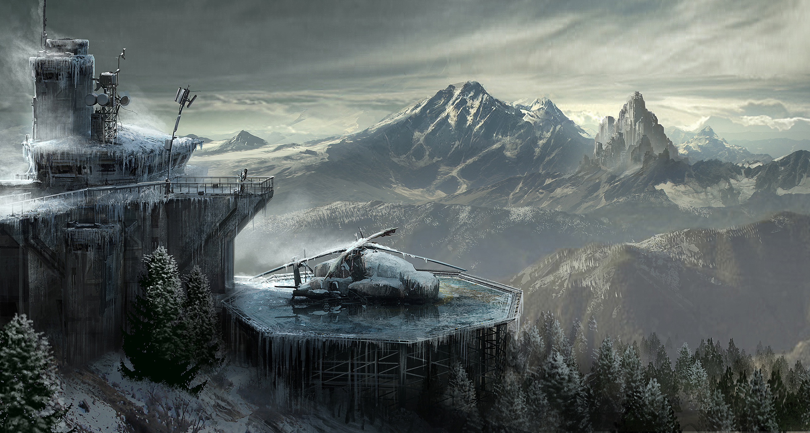 Бесплатное фото Морозный день в игре Tomb Raider