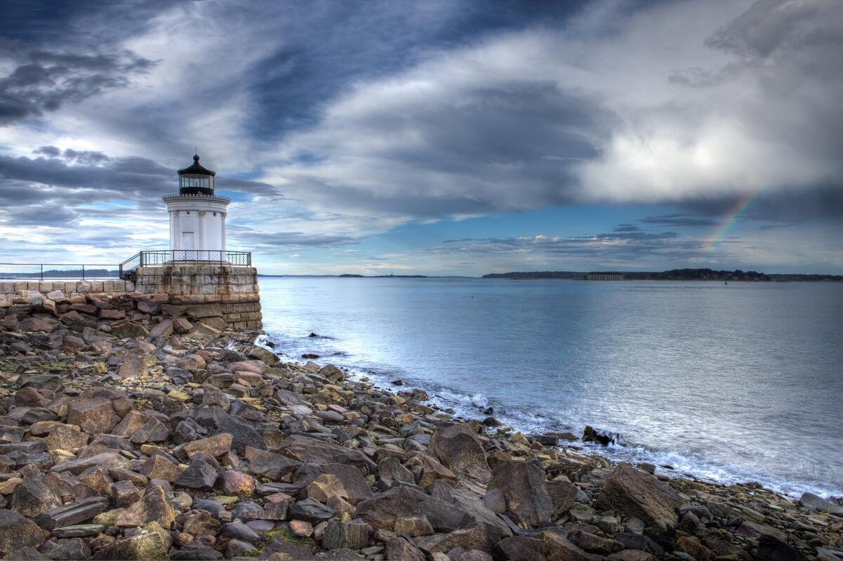 Lighthouse on a rocky beach