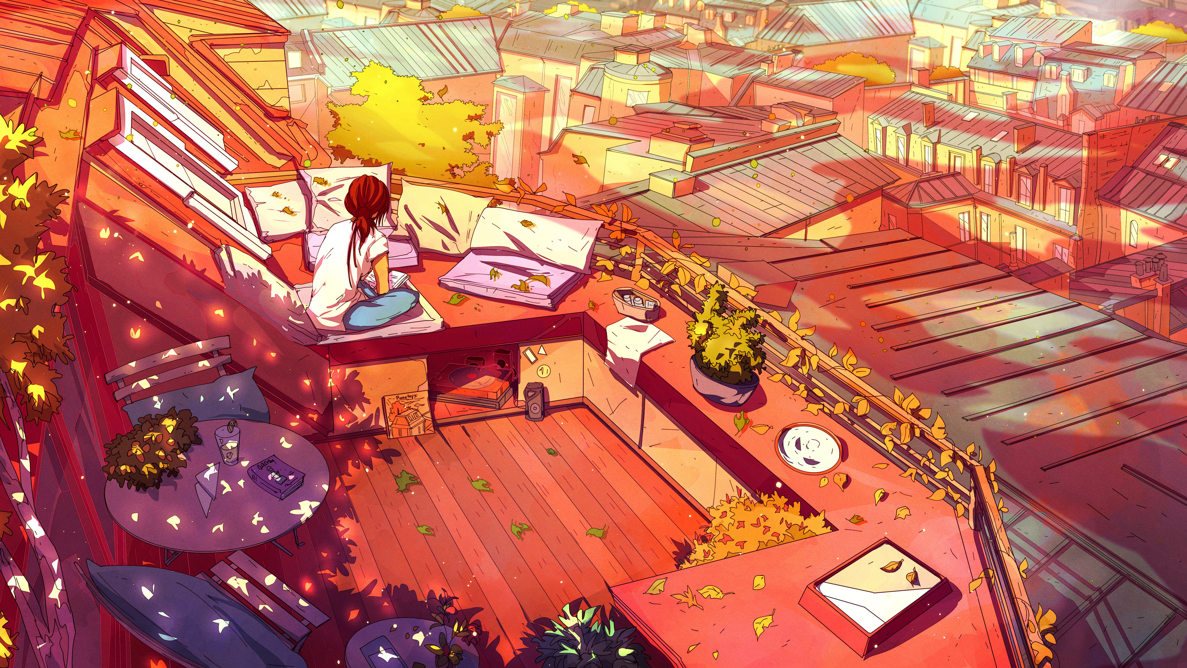 Anime - boy sitting in the roof HD wallpaper download