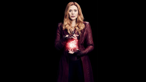 Wanda Maximoff from Avengers Infinity War with magic red ball in her hands
