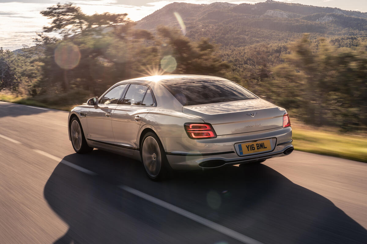 2020 Bentley Flying Spur silver color rear view