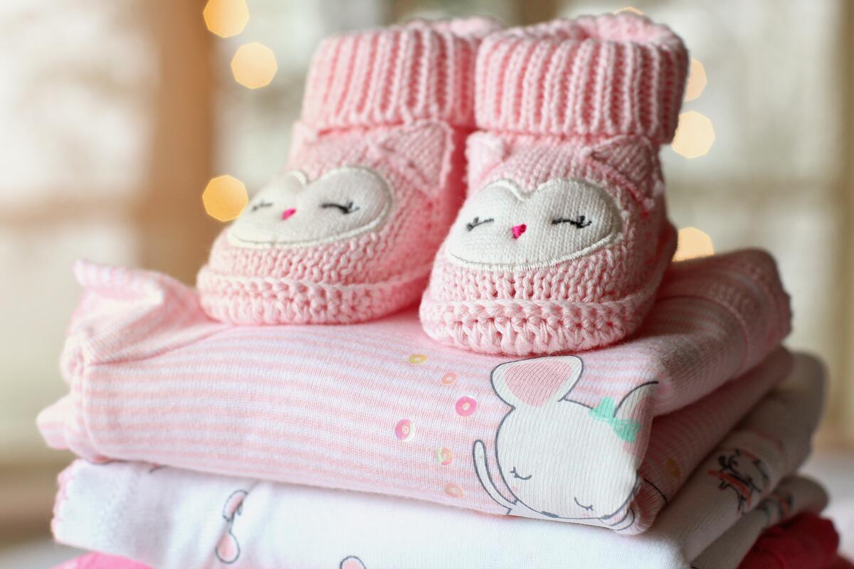 Baby swaddles with knitted booties