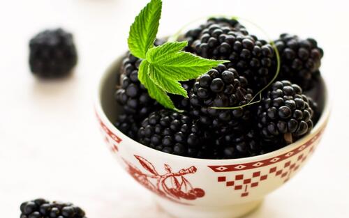Large blackberries in a bowl