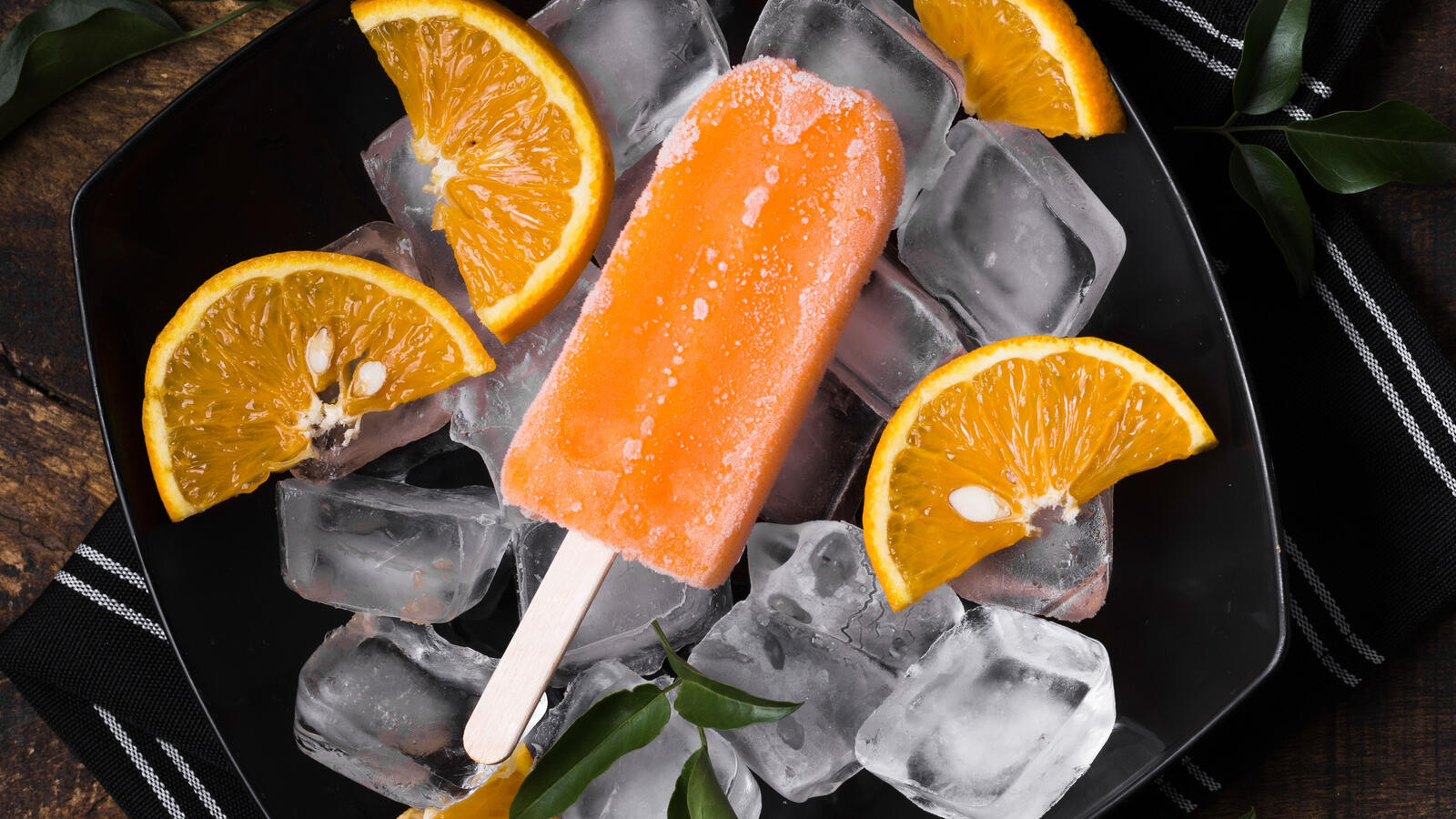 Обои кубики льда обои апельсиновое мороженое еда на рабочий стол