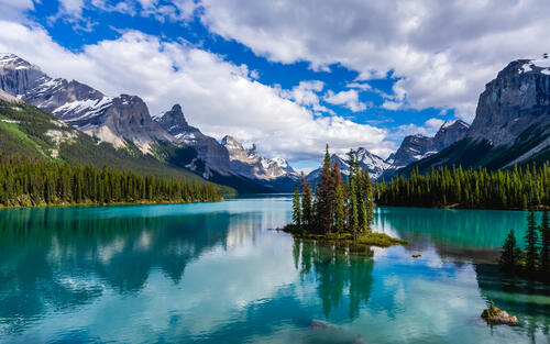 A beautiful blue mountain lake in Canada