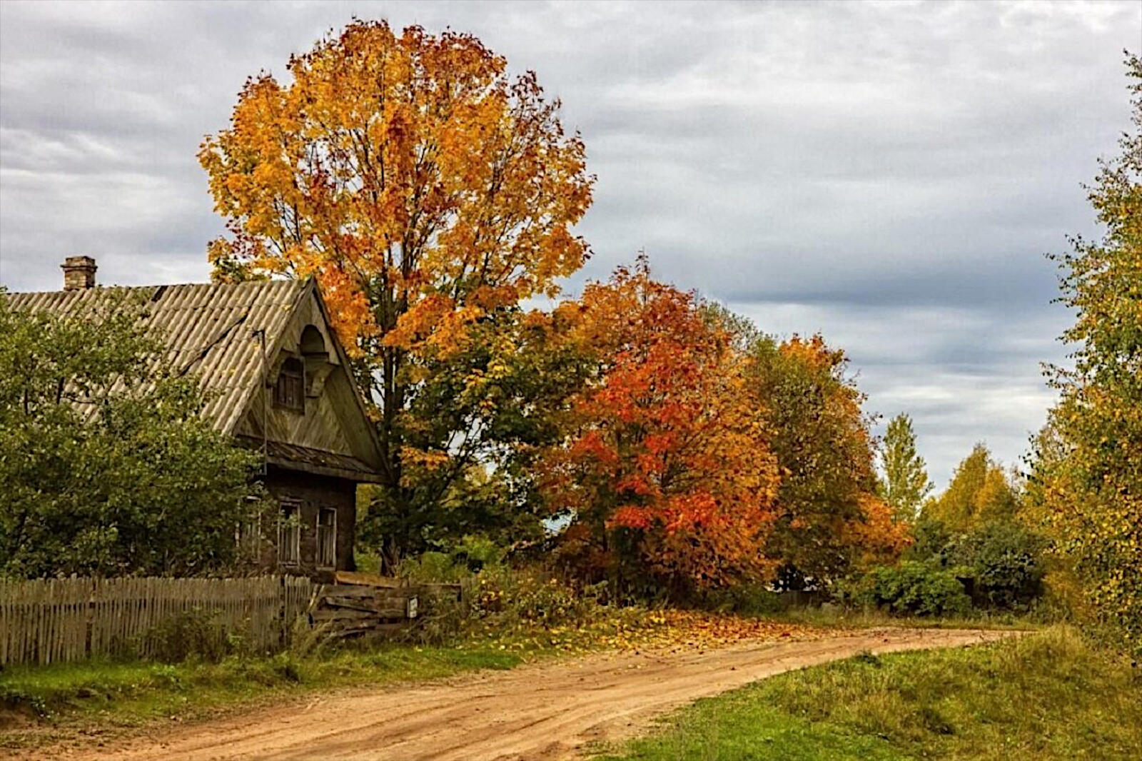 Бесплатное фото Осень в заброшенной деревне