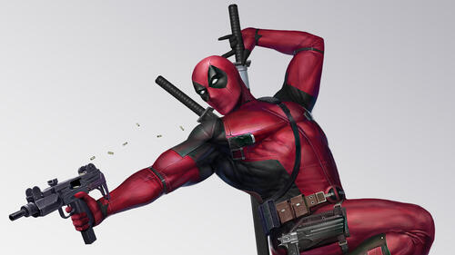 Deadpool with a gun in his hands