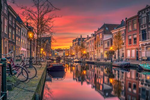 The Evening Water Canal in the Netherlands