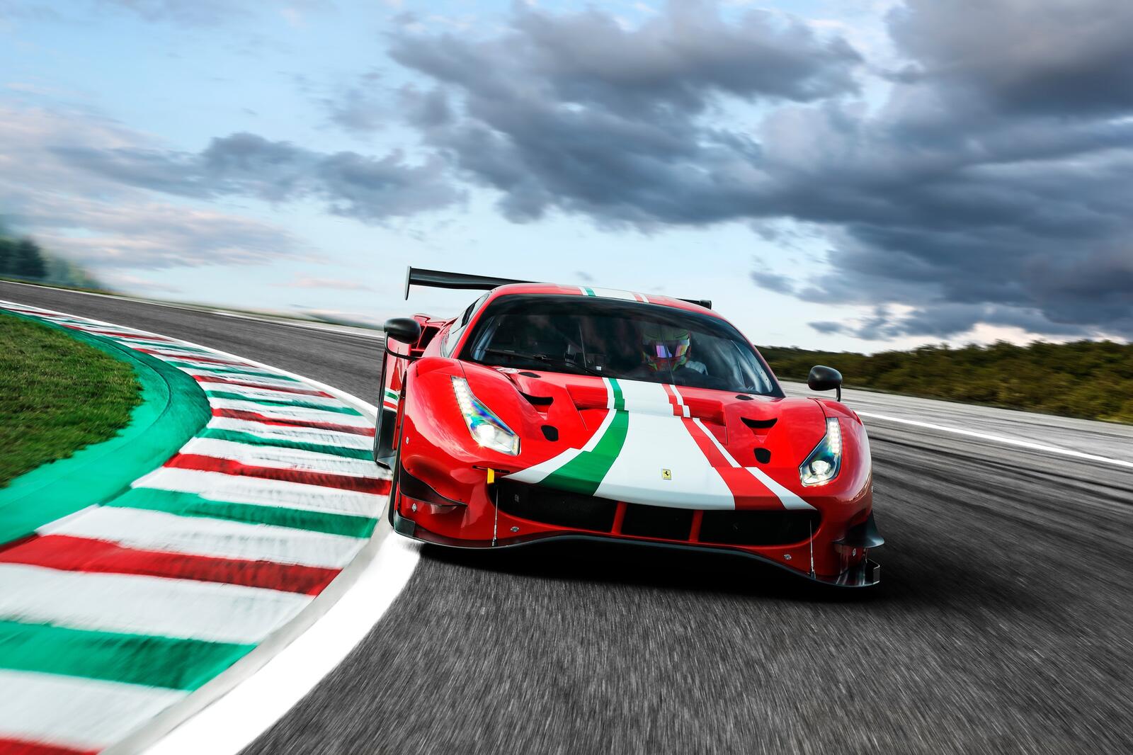 Free photo Wallpaper with ferrari 488 on a sports track