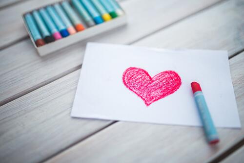 A wax crayon heart