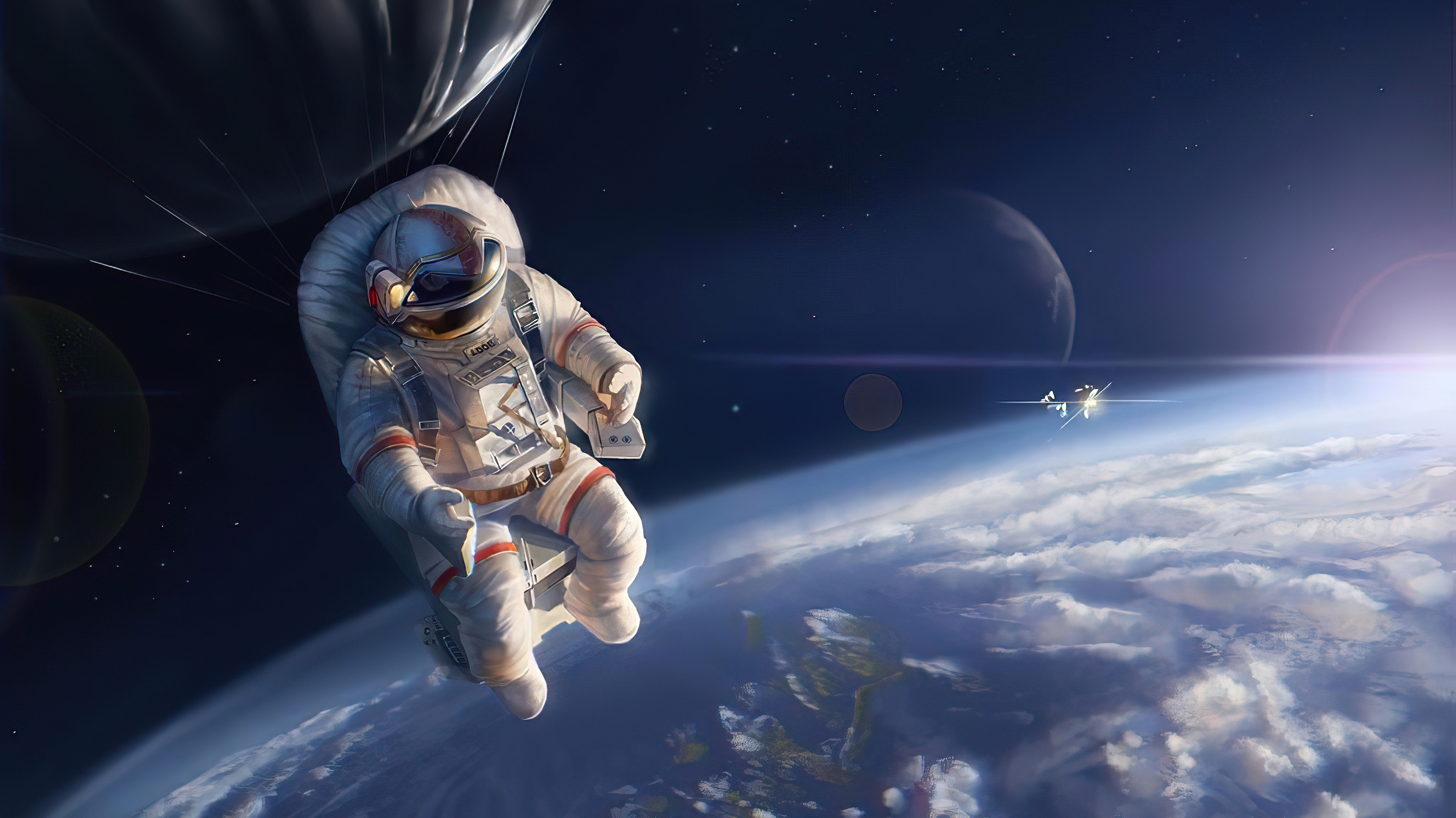 Бесплатное фото Космонавт в открытом космосе