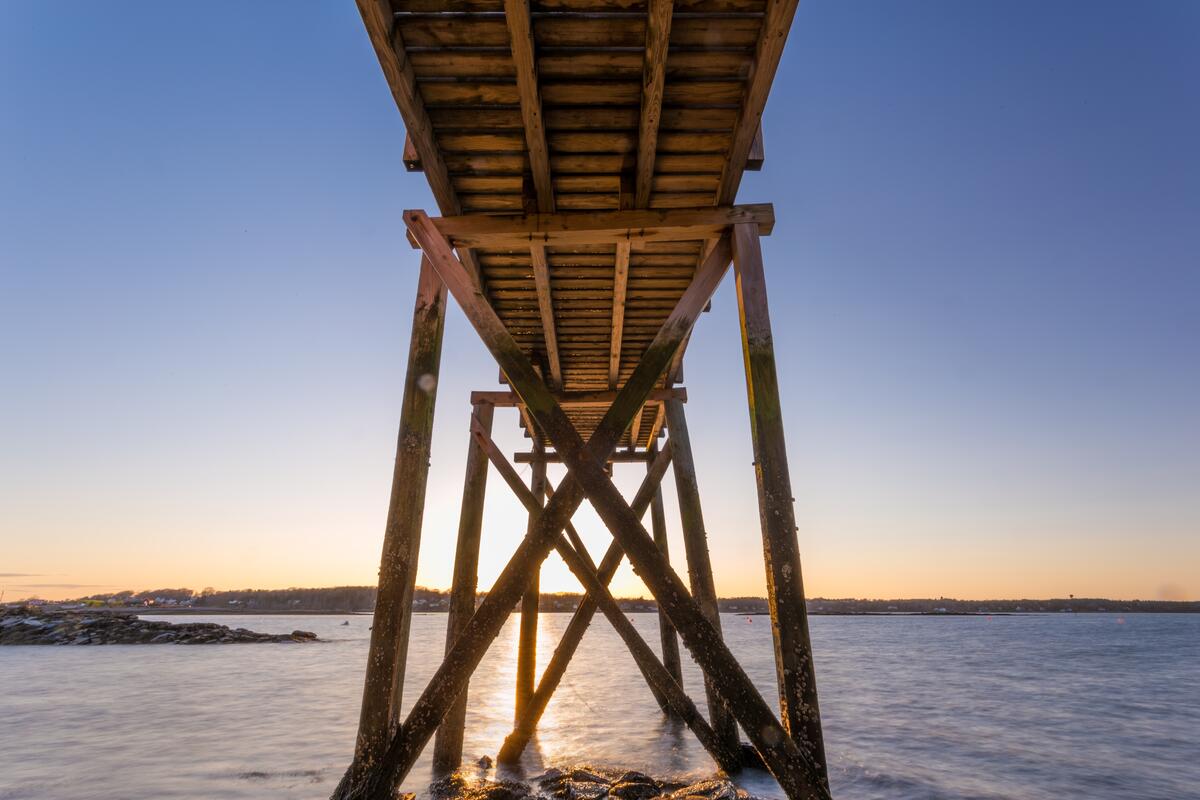 A wooden bridge over the water