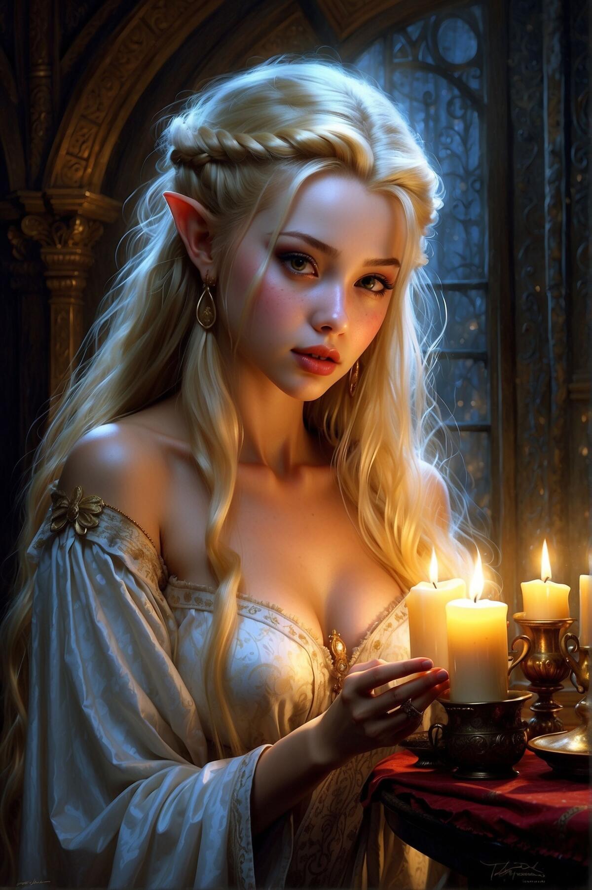 An elf with candles