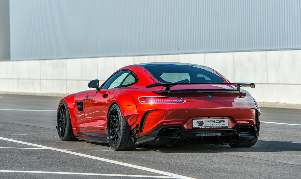 The bright red 2018 Mercedes AMG GT