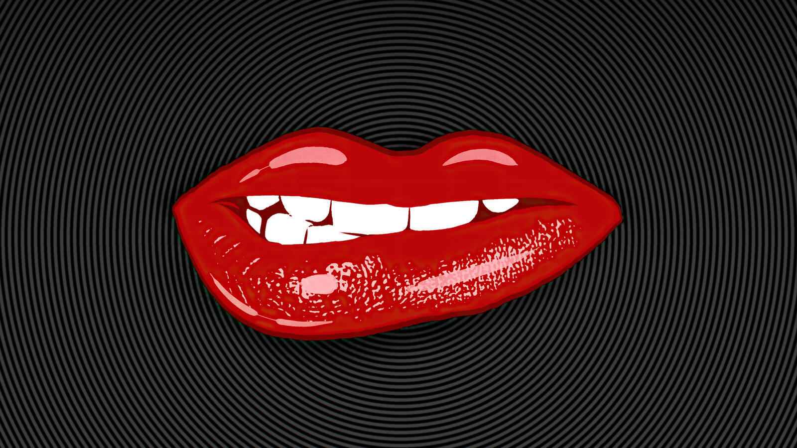 Free photo Female lips with white teeth on a black background