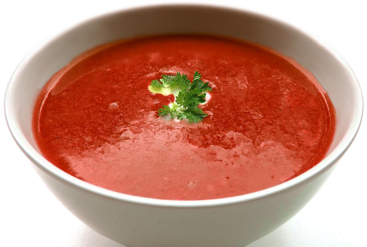 Bowl of borscht and greens