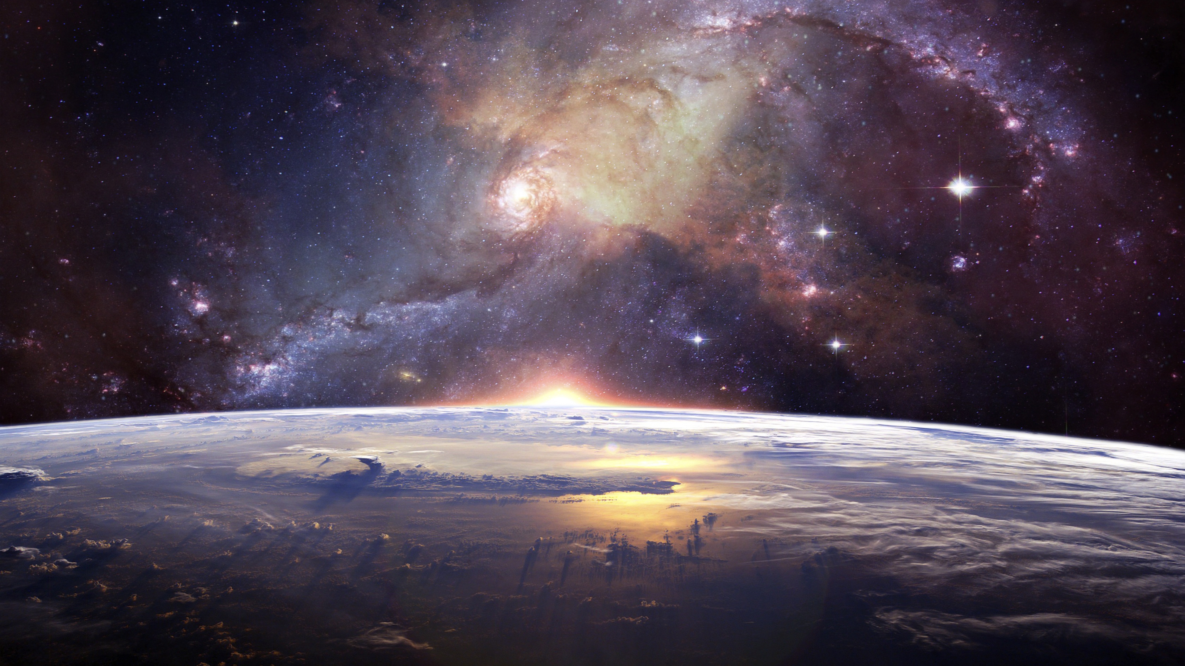 Бесплатное фото Млечный путь с атмосферы Земли