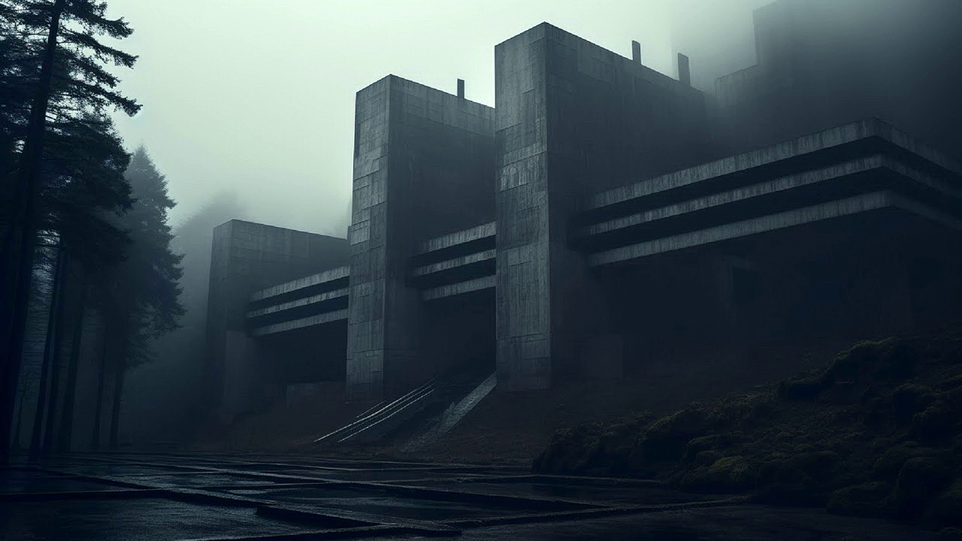 免费照片雾中的灰色未来派建筑